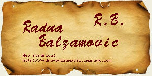 Radna Balzamović vizit kartica